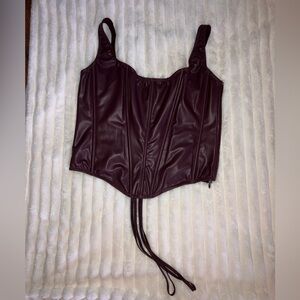 Faux Leather Burgundy Corset Top